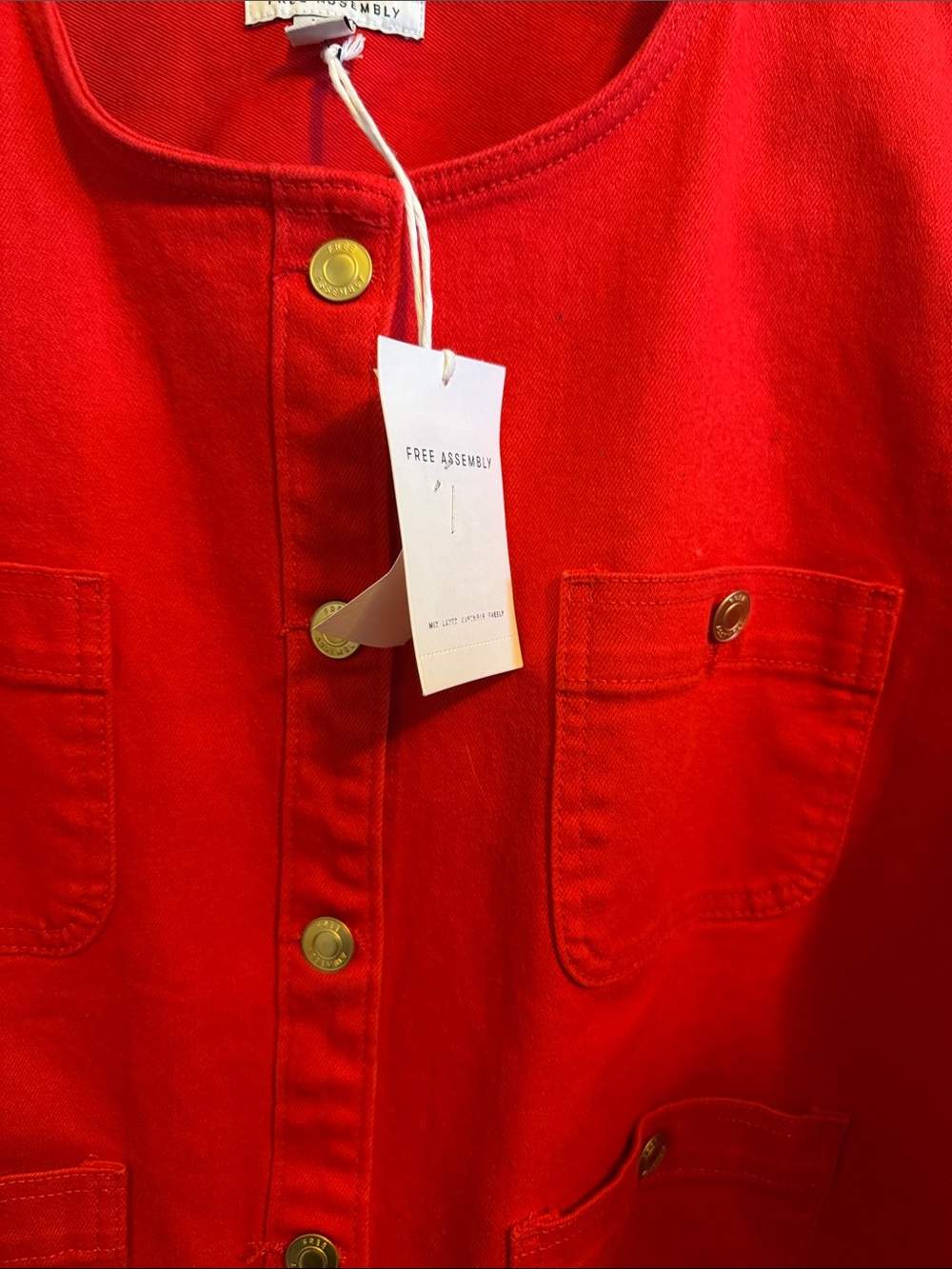 Free Assembly Red Cotton Jean Jacket - Picture 2 of 11